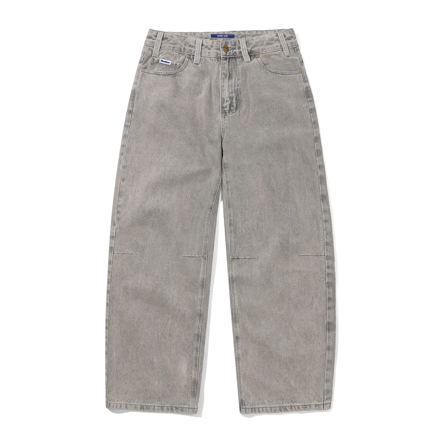 Wide Cut Denim Jeans, Grey Wash