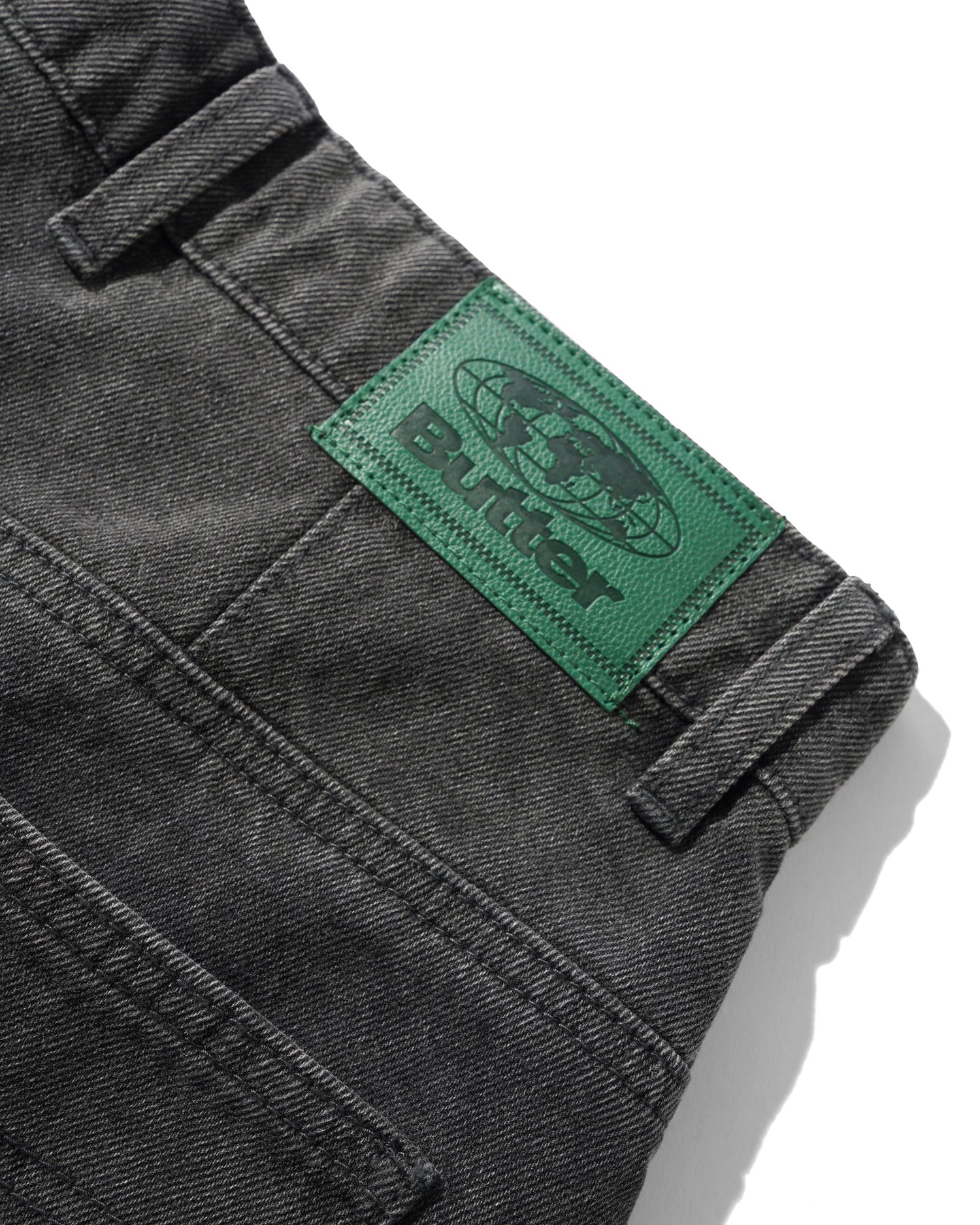 Wide Cut Denim Jeans, Rinsed Black