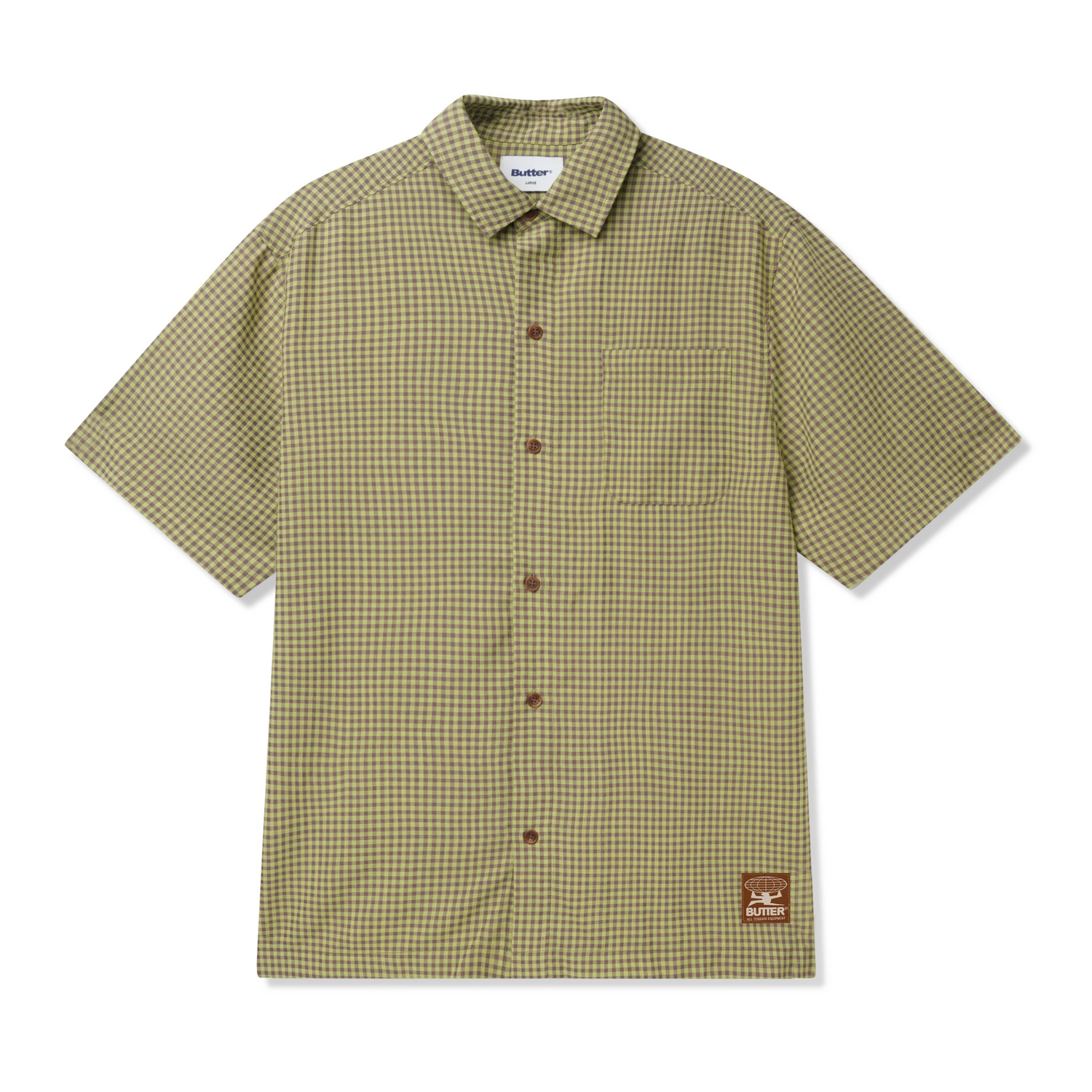 Gingham S/S Shirt, Lime / Mauve