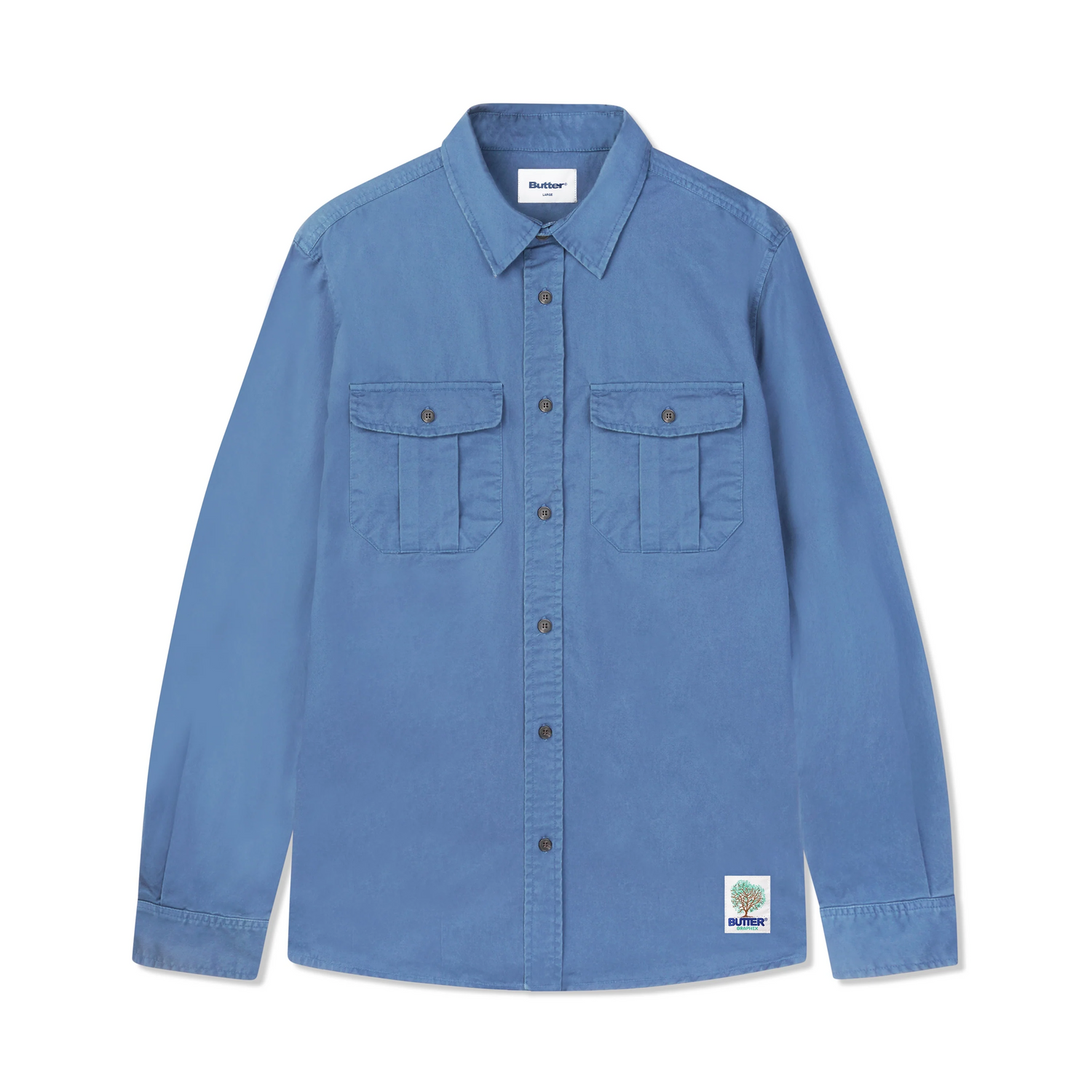 Washed Pocket L/S Shirt, Pacific