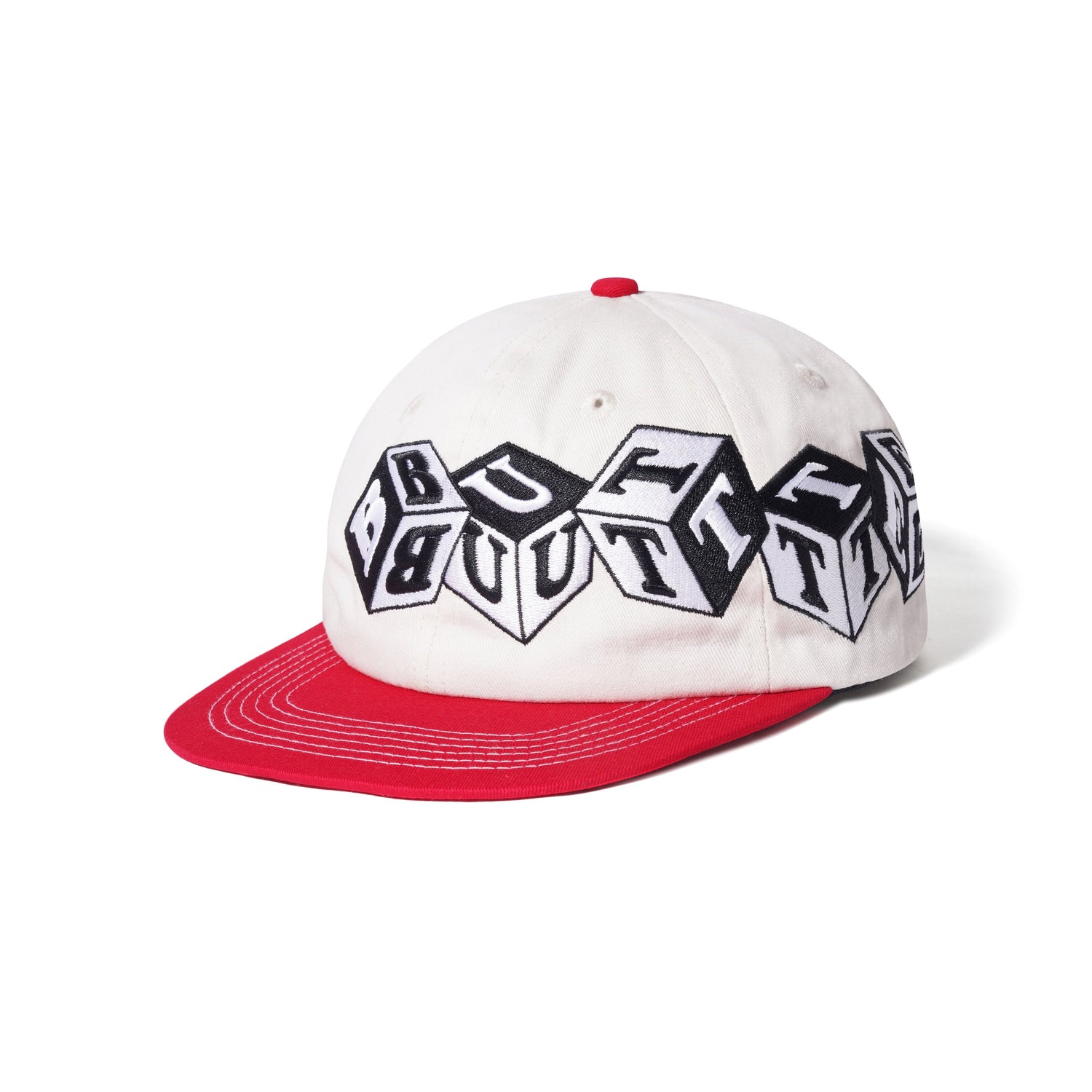 Cubes 6 Panel Hat, Cream / Cherry