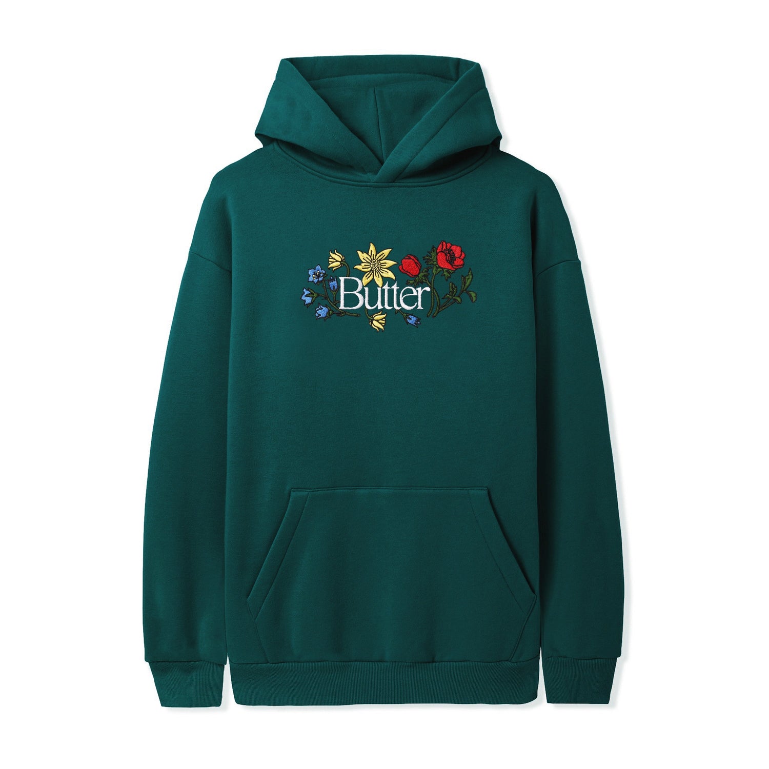 Floral Embroidered Pullover, Dark Green