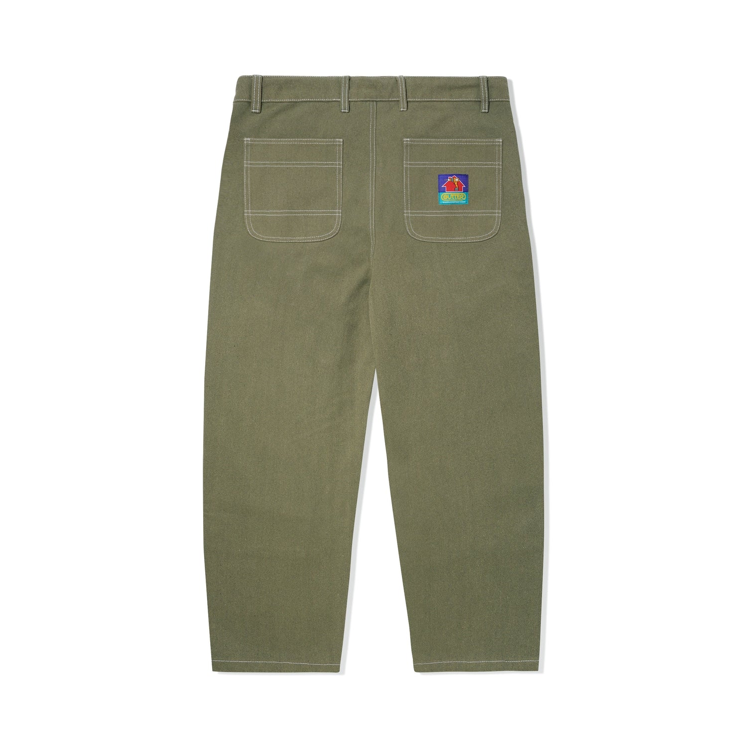 Washed Canvas Double Knee Pants, Fern